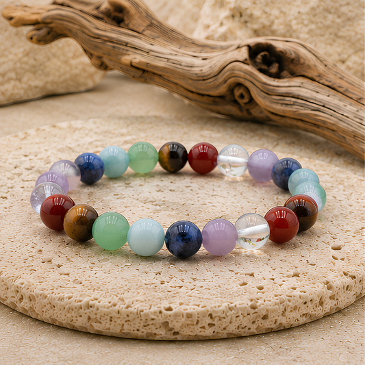 Bracelet en 7 chakras naturelle, perles 8 mm