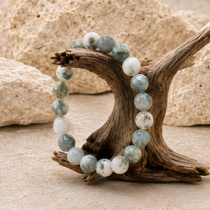 Bracelet en agate arbre naturelle, perles 8 mm, autre vue