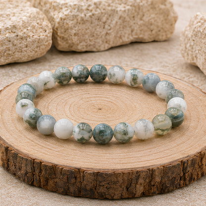 Bracelet en agate arbre naturelle, perles 8 mm, présentation du produit