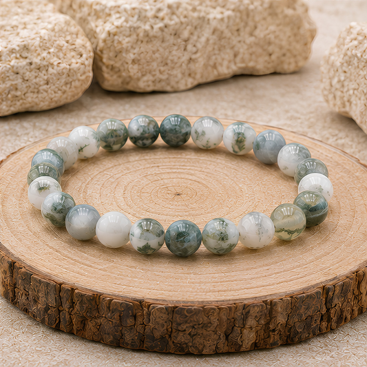 Bracelet en agate arbre naturelle, perles 8 mm, présentation du produit