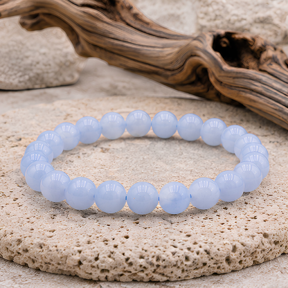 Bracelet en aigue-marine naturelle, perles 10 mm