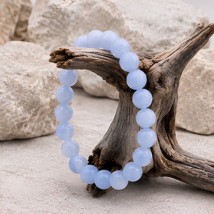 Bracelet en aigue-marine naturelle, perles 10 mm, autre vue