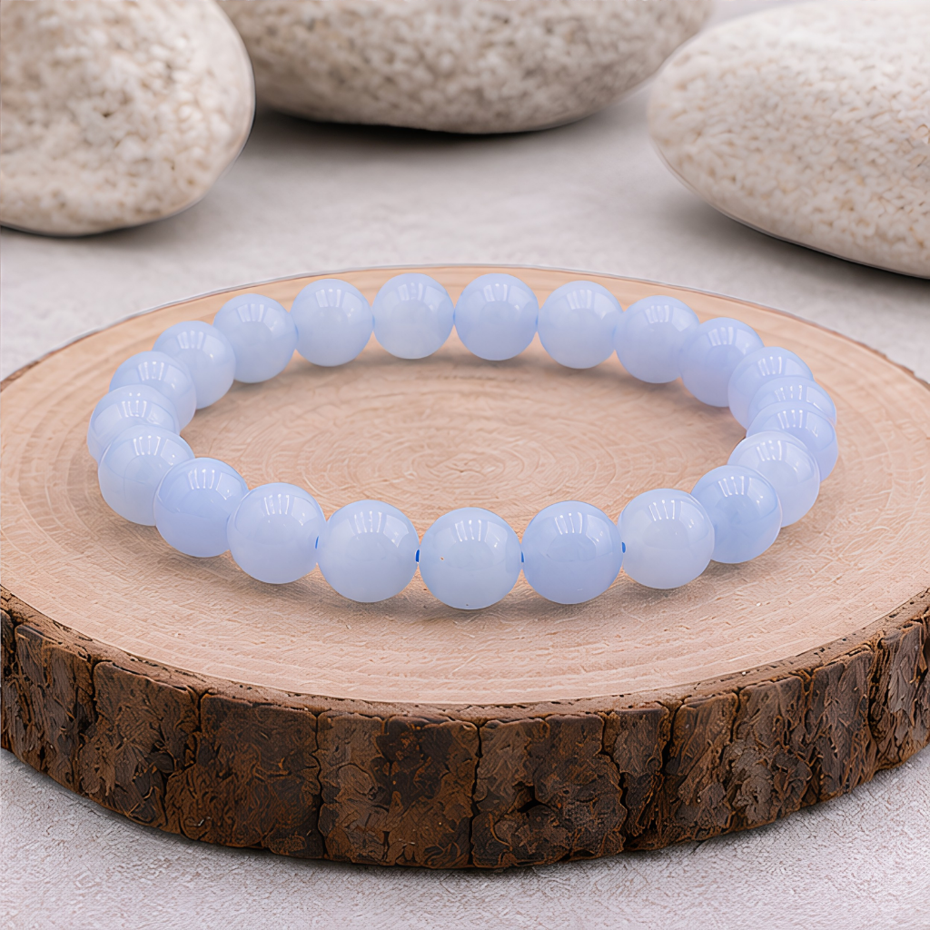 Bracelet en aigue-marine naturelle, perles 10 mm, présentation du produit