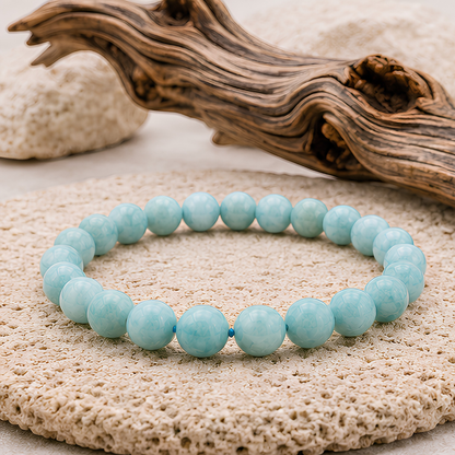 Bracelet en amazonite naturelle, perles 8 mm