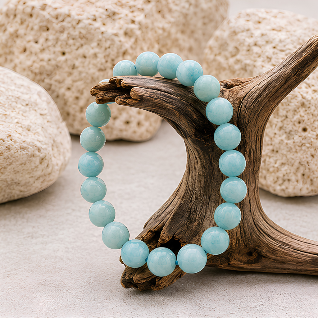 Bracelet en amazonite naturelle, perles 8 mm, autre vue