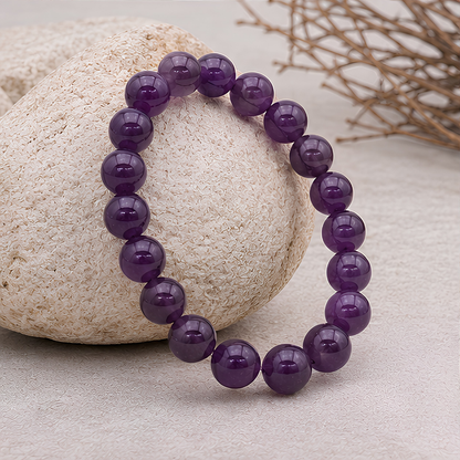 Bracelet perle amethyste 08mm, vue rapprochée