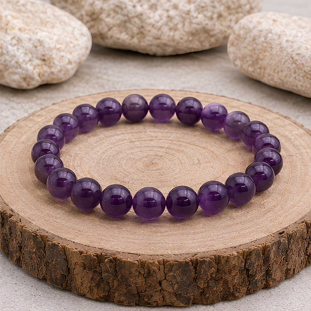 Bracelet perle amethyste 08mm, présentation du produit