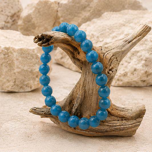 Bracelet en perles d’apatite bleue naturelle, 08 mm