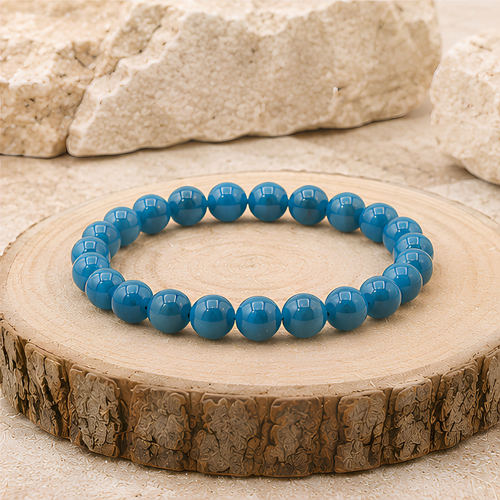 Bracelet en perles d’apatite bleue naturelle, 08 mm, présentation du produit