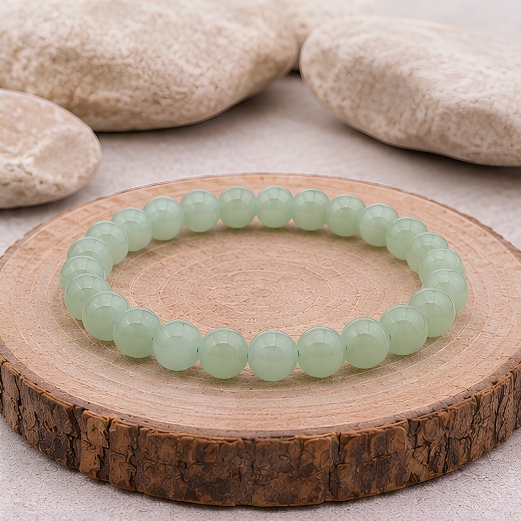Bracelet en aventurine verte naturelle, perles 8 mm, présentation du produit