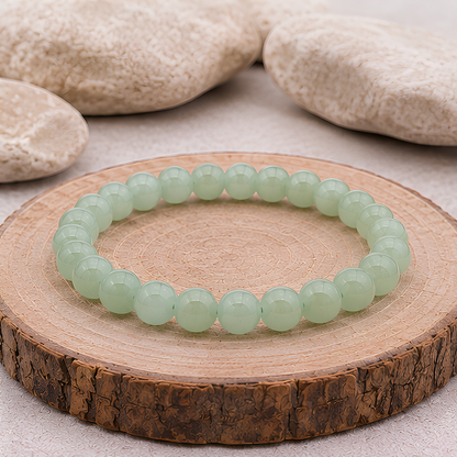 Bracelet en aventurine verte naturelle, perles 8 mm, présentation du produit