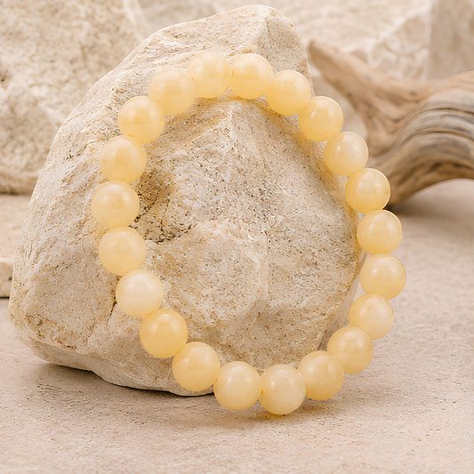 Bracelet en perles de calcite orange naturelle, 08 mm, vue rapprochée