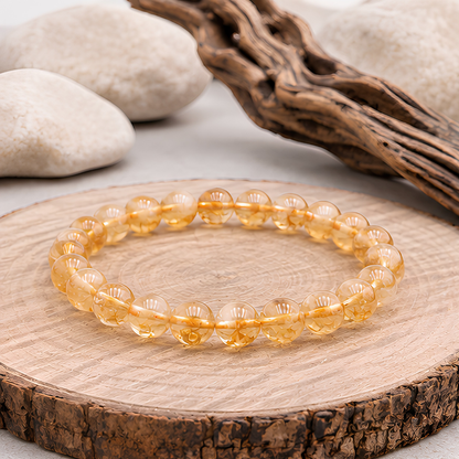 Bracelet en citrine naturelle, perles 8 mm