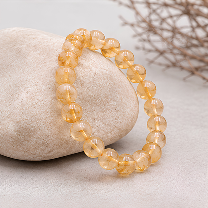 Bracelet en citrine naturelle, perles 8 mm, vue rapprochée