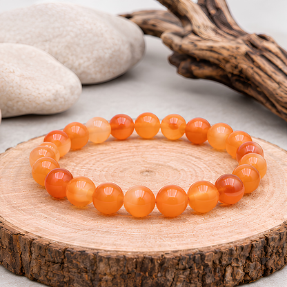 Bracelet en cornaline naturelle, perles 8 mm