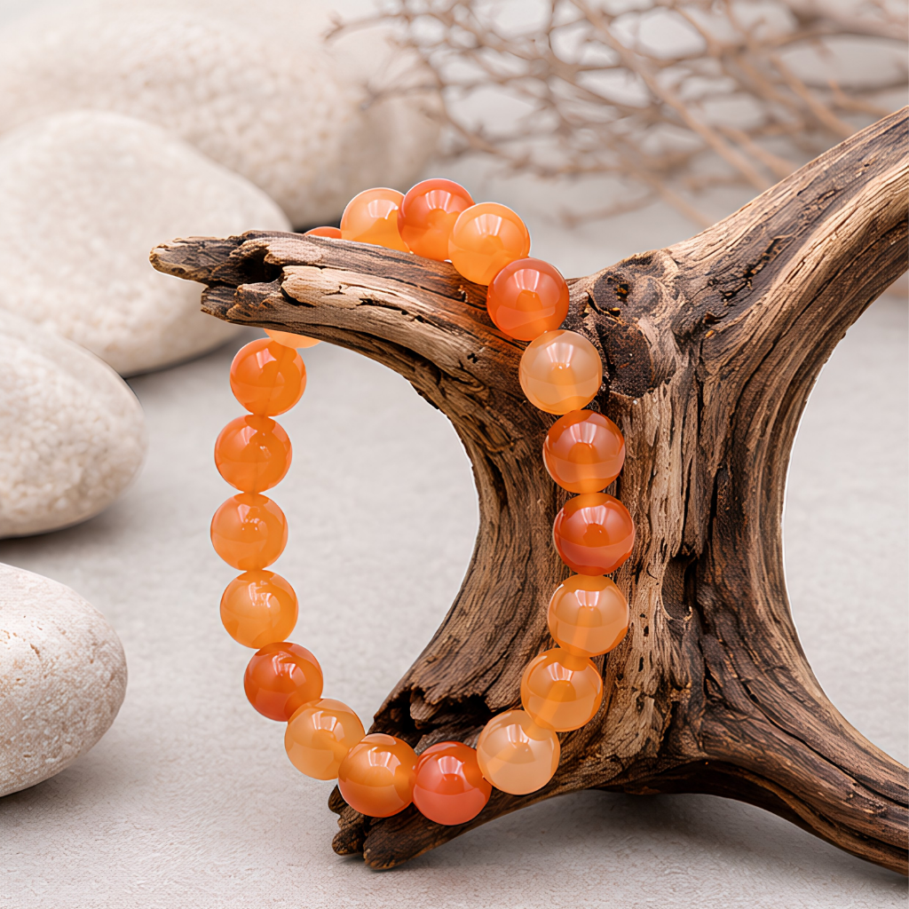 Bracelet en cornaline naturelle, perles 8 mm, autre vue