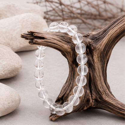 Bracelet en cristal de roche naturelle, perles 8 mm, autre vue