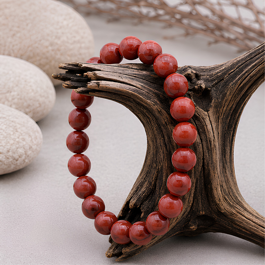 Bracelet en jaspe rouge naturelle, perles 8 mm, autre vue