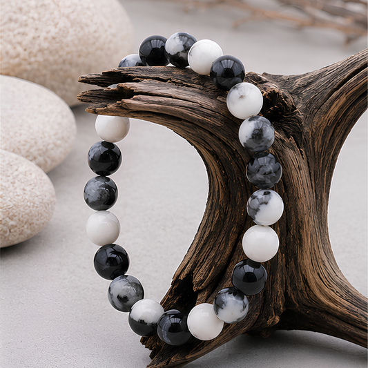 Bracelet en jaspe zèbre naturelle, perles 8 mm, autre vue