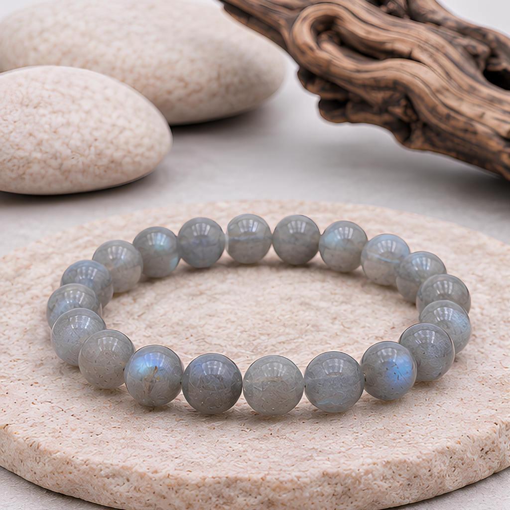 Bracelet en labradorite naturelle, perles 8 mm