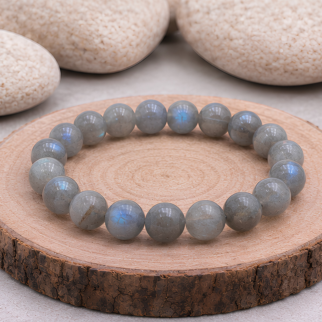 Bracelet en labradorite naturelle, perles 8 mm, présentation du produit