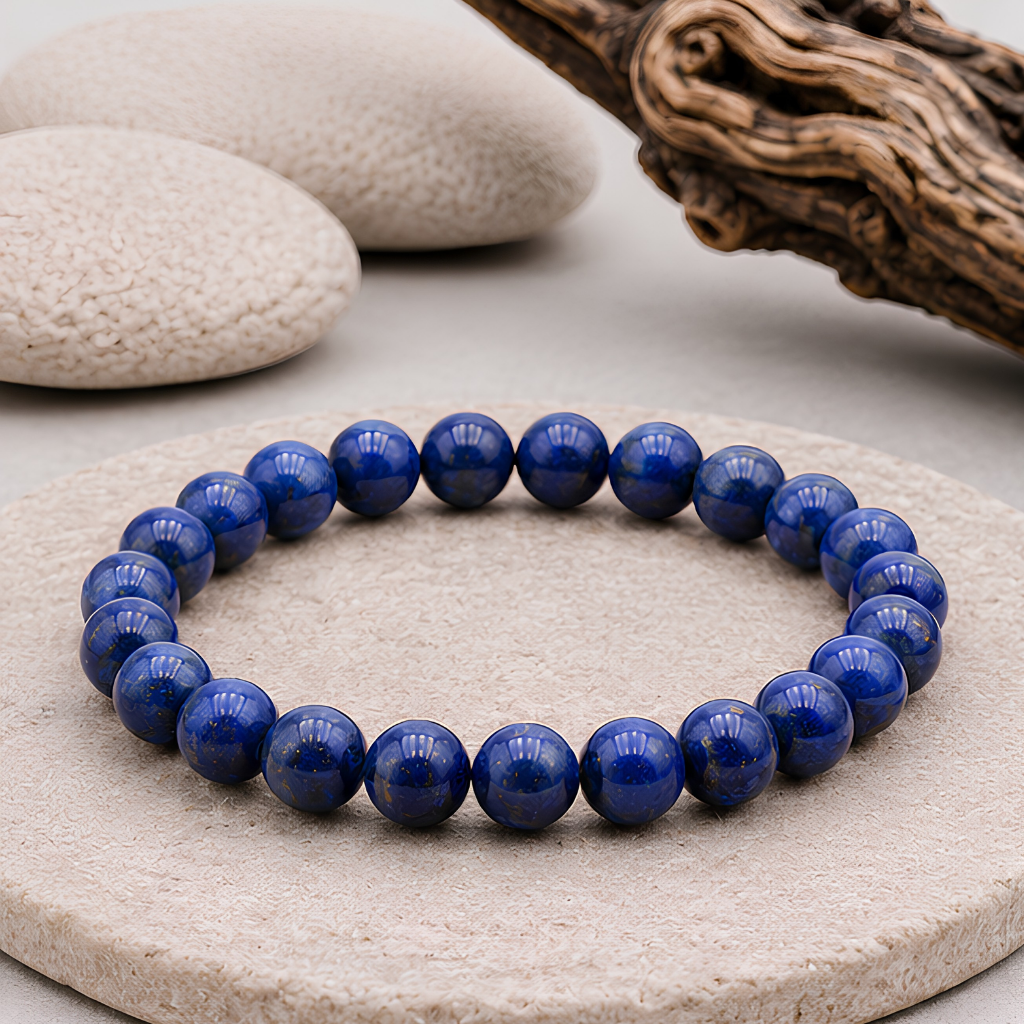 Bracelet en lapis-lazuli naturelle, perles 8 mm