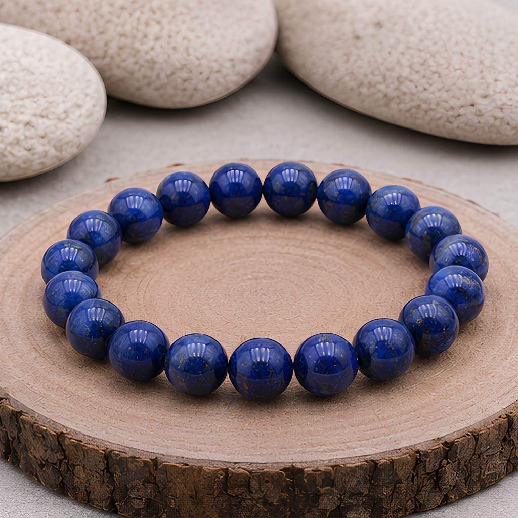 Bracelet en lapis-lazuli naturelle, perles 8 mm, présentation du produit