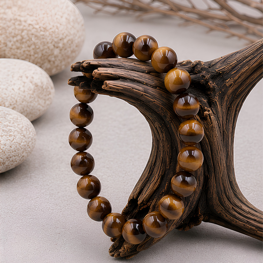Bracelet en œil de tigre naturelle, perles 8 mm, autre vue