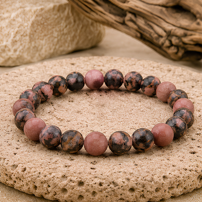 Bracelet en perles de rhodonite naturelle, 08 mm