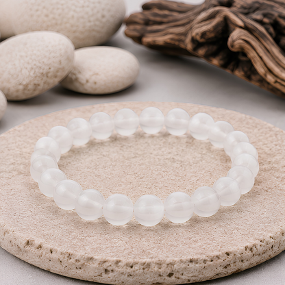 Bracelet en sélénite naturelle, perles 8 mm