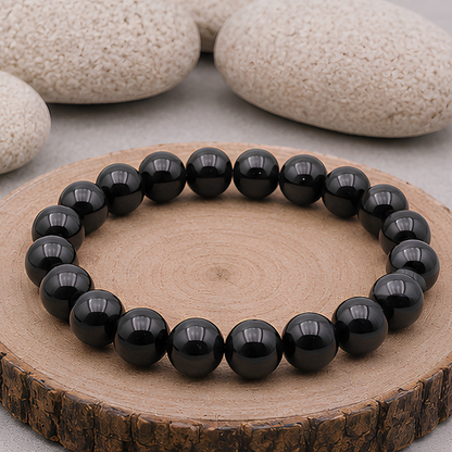 Bracelet en tourmaline noire naturelle, perles 8 mm, présentation du produit
