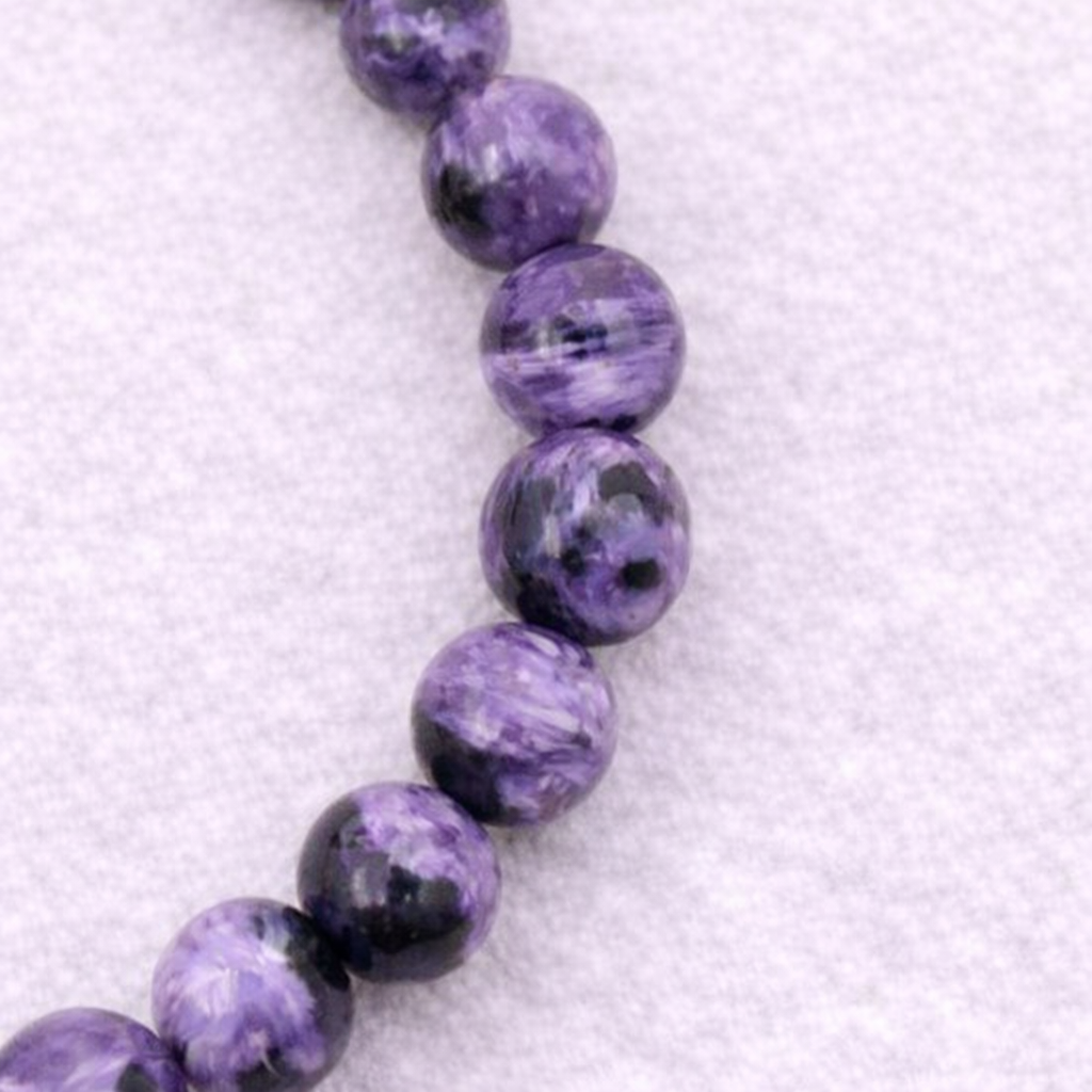 Bracelet perle en Charoïte, qualité AA, pierre de transformation et d'élévation spirituelle.
