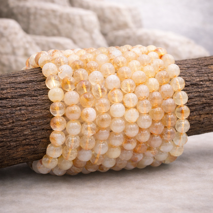 Bracelet perle de Citrine, qualité AA, pierre de la joie et de l'abondance.
