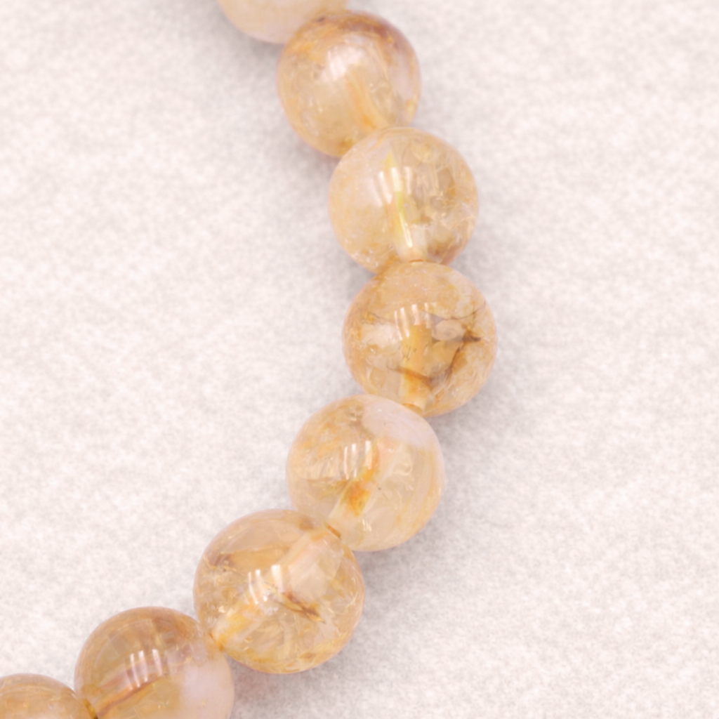 Bracelet perle de Citrine, qualité AA, pierre de la joie et de l'abondance.