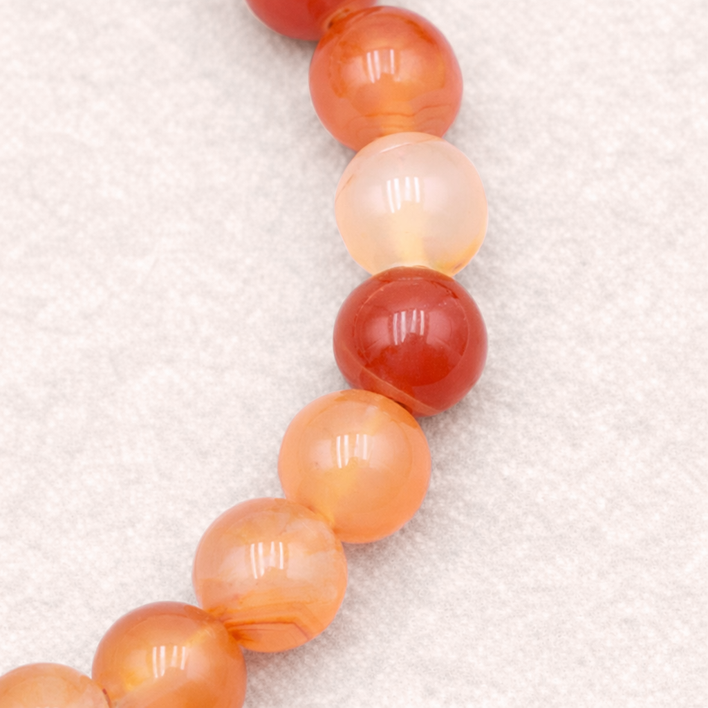 Bracelet perle de Cornaline, qualité A, pierre de la vitalité et de la créativité.