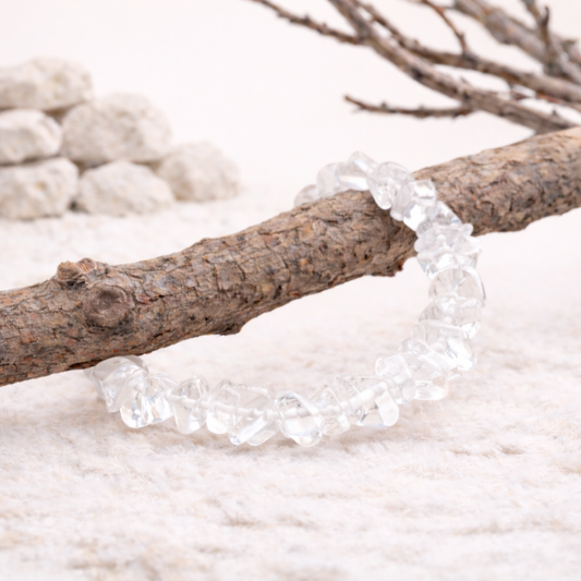 Bracelet baroque en Cristal de roche, qualité AA, pierre de la clarté et de l'amplification.