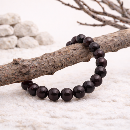 Bracelet perle en Grenat rouge, qualité A, pierre de la force et de la passion.