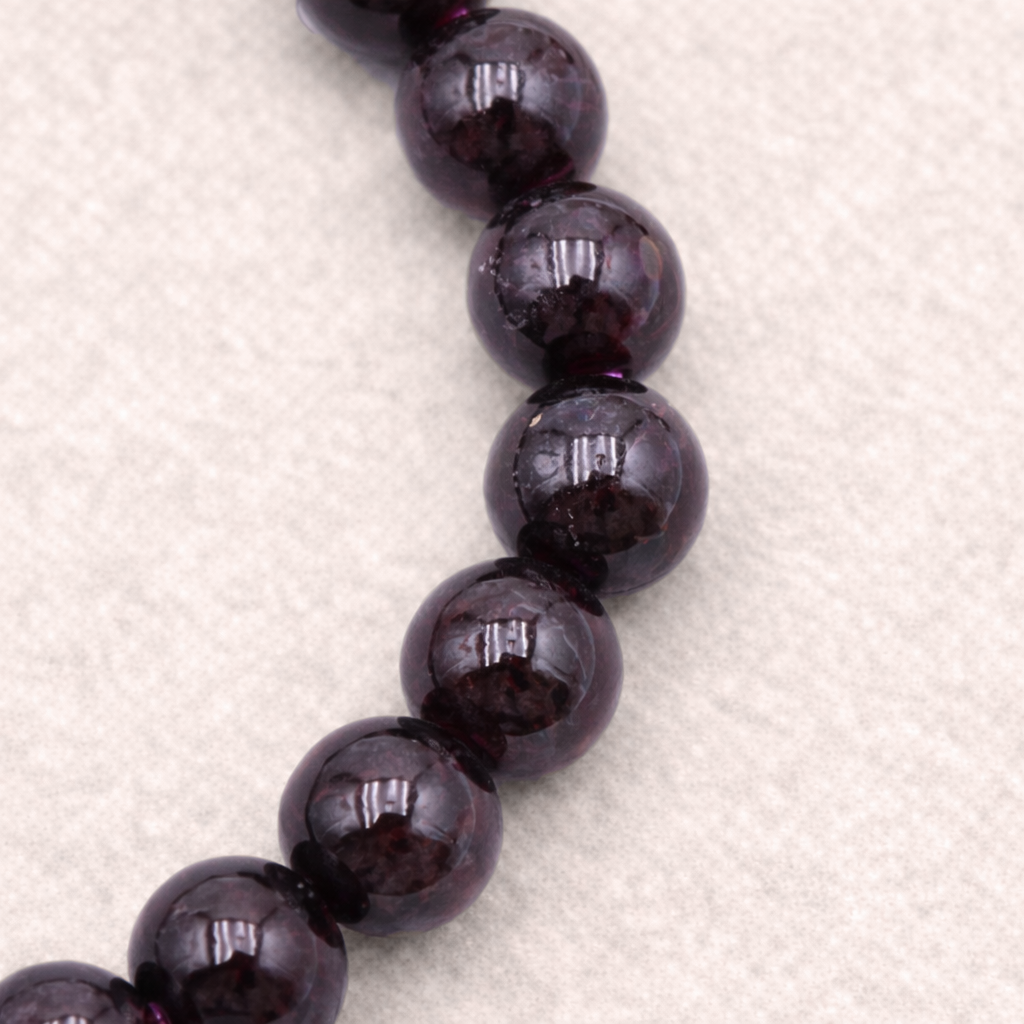 Bracelet perle en Grenat rouge, qualité A, pierre de la force et de la passion.
