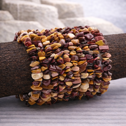 Bracelet baroque en Jaspe Mokaïte, qualité A, pierre d'ancrage et de vitalité.