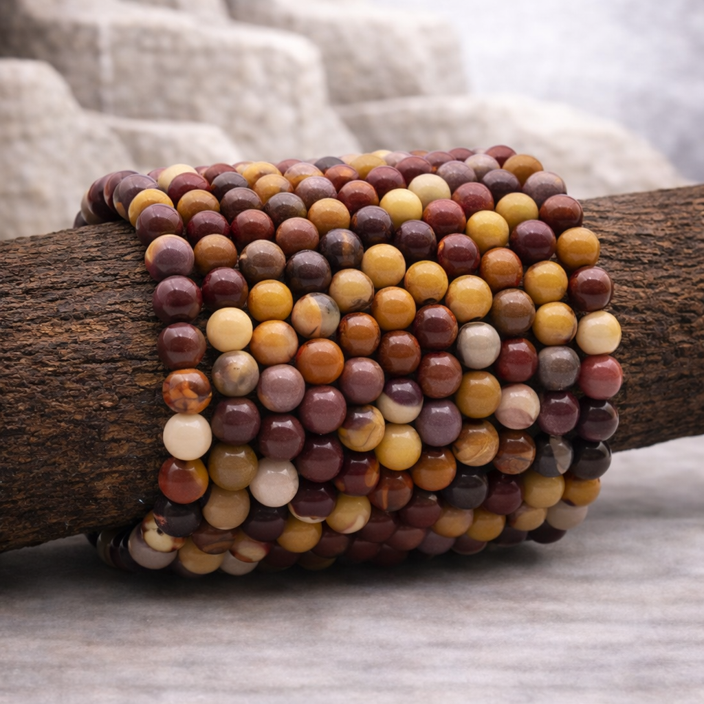 Bracelet perle en Jaspe Mokaïte, qualité A, pierre de l'ancrage et de la vitalité.