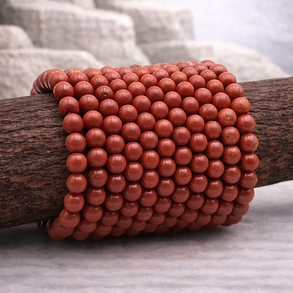 Bracelet perle en Jaspe rouge, qualité A, pierre d'ancrage et de vitalité.