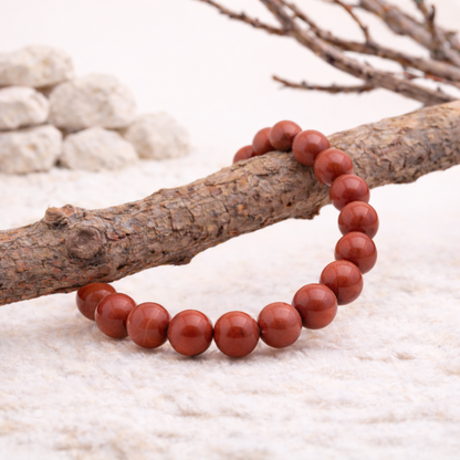 Bracelet perle en Jaspe rouge, qualité A, pierre d'ancrage et de vitalité.