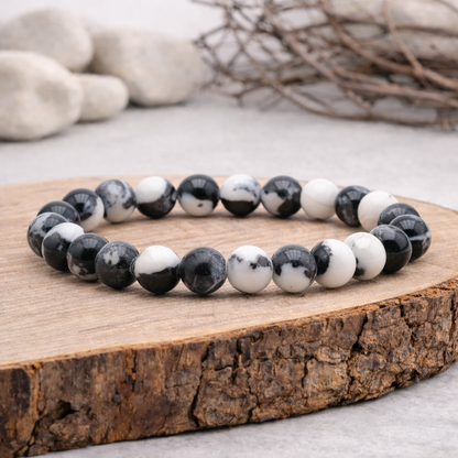 Bracelet perle en Jaspe zèbre, qualité AB, pierre d'équilibre et de motivation.
