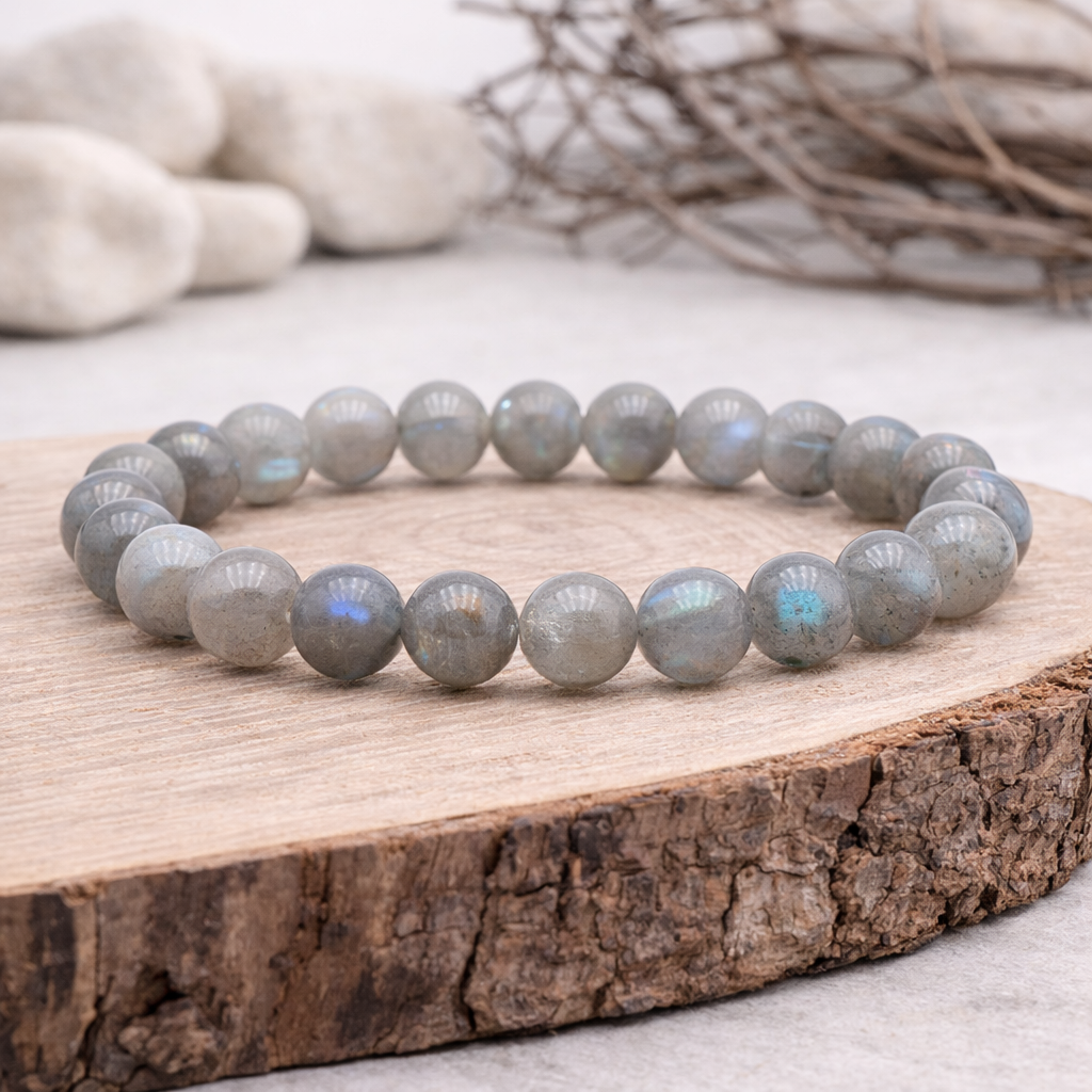 Bracelet perle en Labradorite, qualité A, pierre de protection et d'intuition.