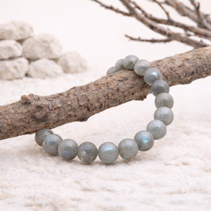 Bracelet perle en Labradorite, qualité A, pierre de protection et d'intuition.