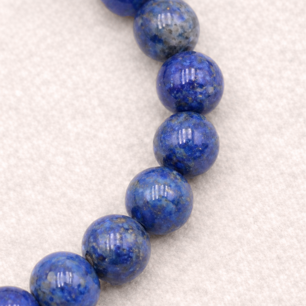 Bracelet perle en Lapis Lazuli, qualité A, pierre de la sagesse et de l'expression.