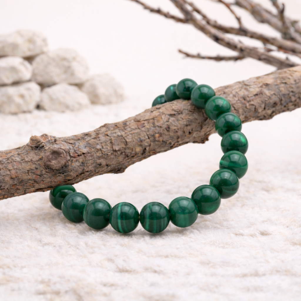 Bracelet perle en Malachite, qualité A, pierre de transformation et de protection.
