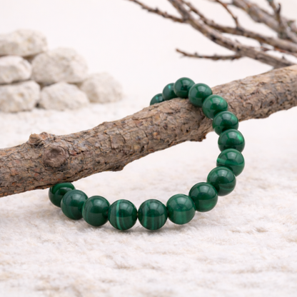 Bracelet perle en Malachite, qualité A, pierre de transformation et de protection.