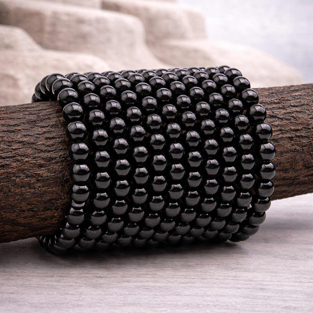 Bracelet perle en Obsidienne noire, qualité A, pierre de protection et d'ancrage profond.