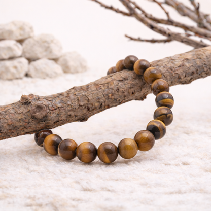 Bracelet perle en Oeil de tigre, qualité AA pierre de protection et de confiance en soi.